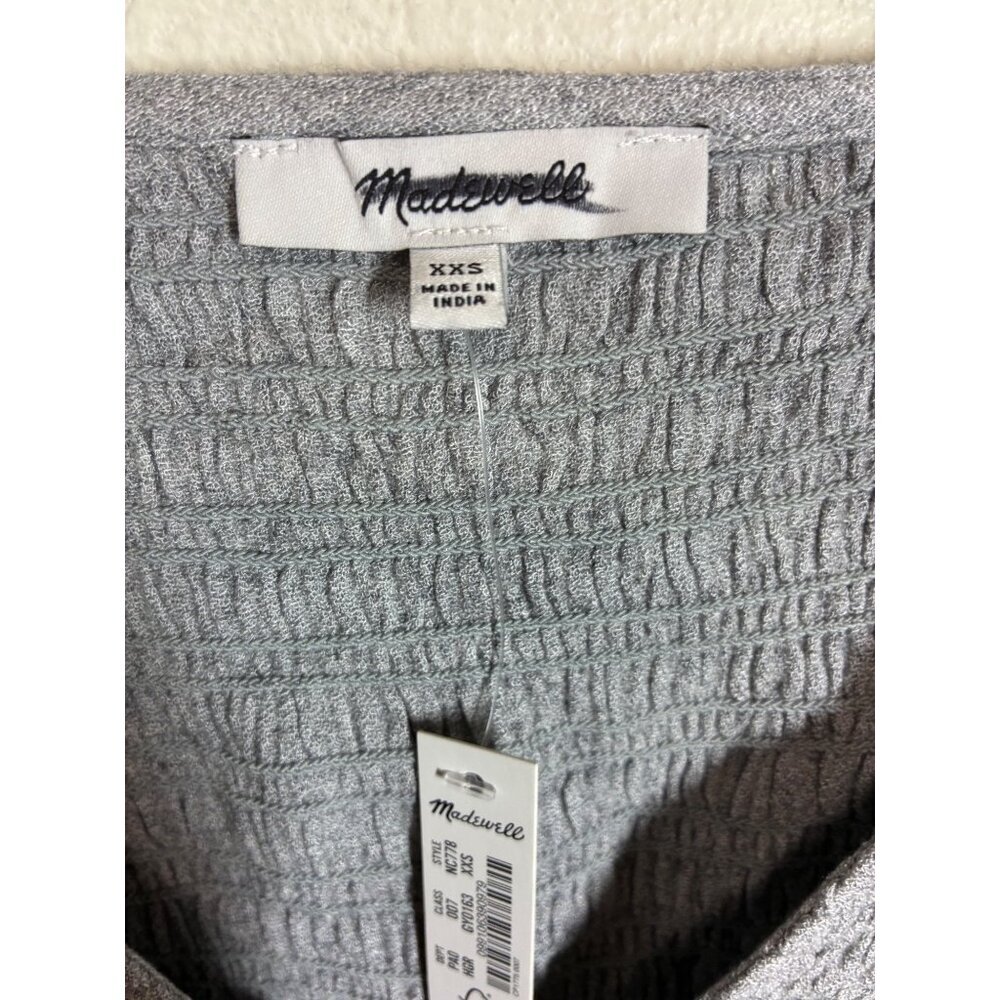 NWT Madewell Blouse Business Casual Boho Long Sleeve Gray Size XXS MSRP $82 -BC9 - Picture 4 of 5